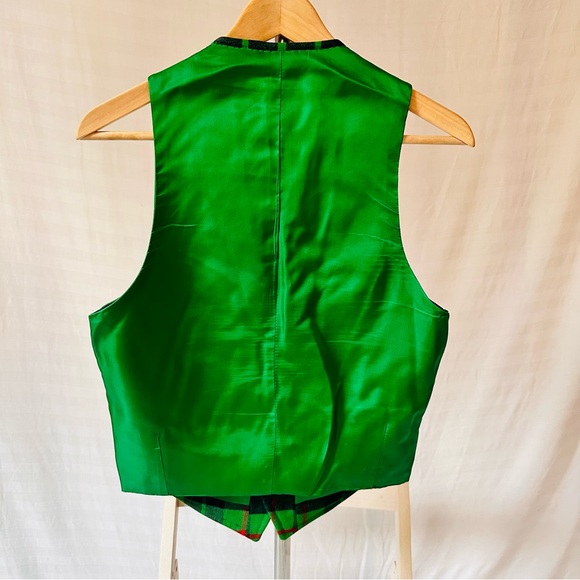 SOLD. 2-Piece Vintage Blazer Vest green Plaid Wool D’Camm, Ltd. Hamden Medium - Picture 3 of 11